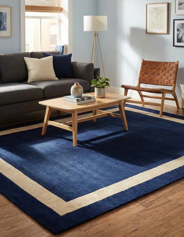 Cobalt Blue Jill Zarin Border Wool Rug