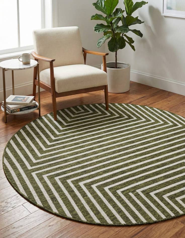 Detail image of  6' x 6'  Washable Modern Indoor / Outdoor Round Rug