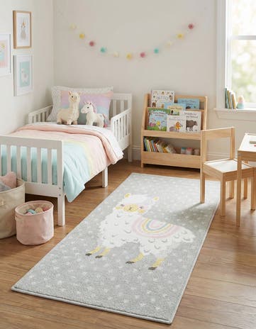 2' 2 x 4' Llama Whimsy Kids Runner Rug