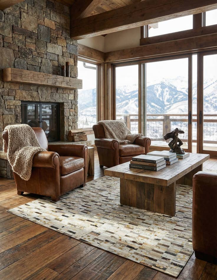 Detail image of 5' 2 x 7' 11 Cowhide Stocks Rug