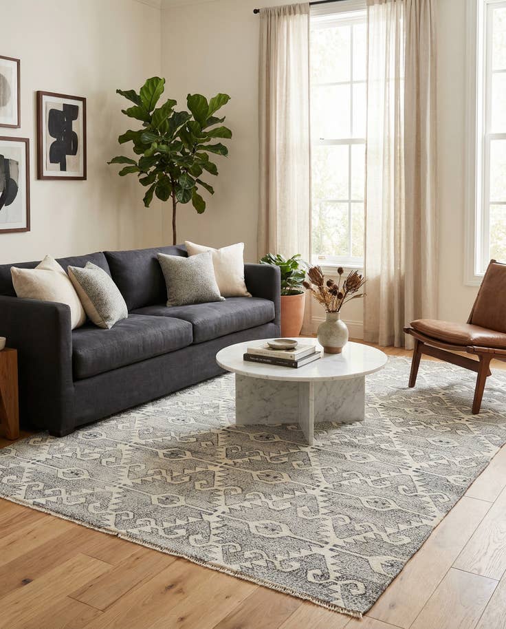 Detail image of 5' 7 x 7' 10 Hand Woven Kilim Modern Wool Rug