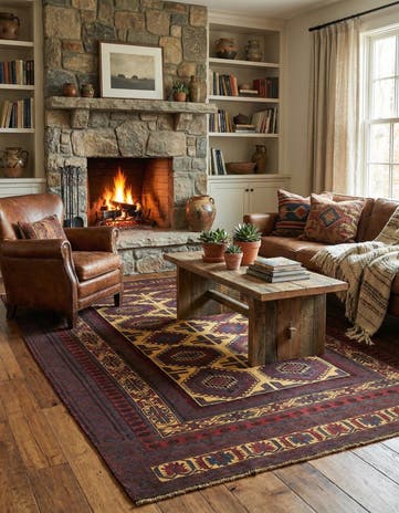 6' 2 x 8' 8 Hand Knotted Sumak Wool Rug