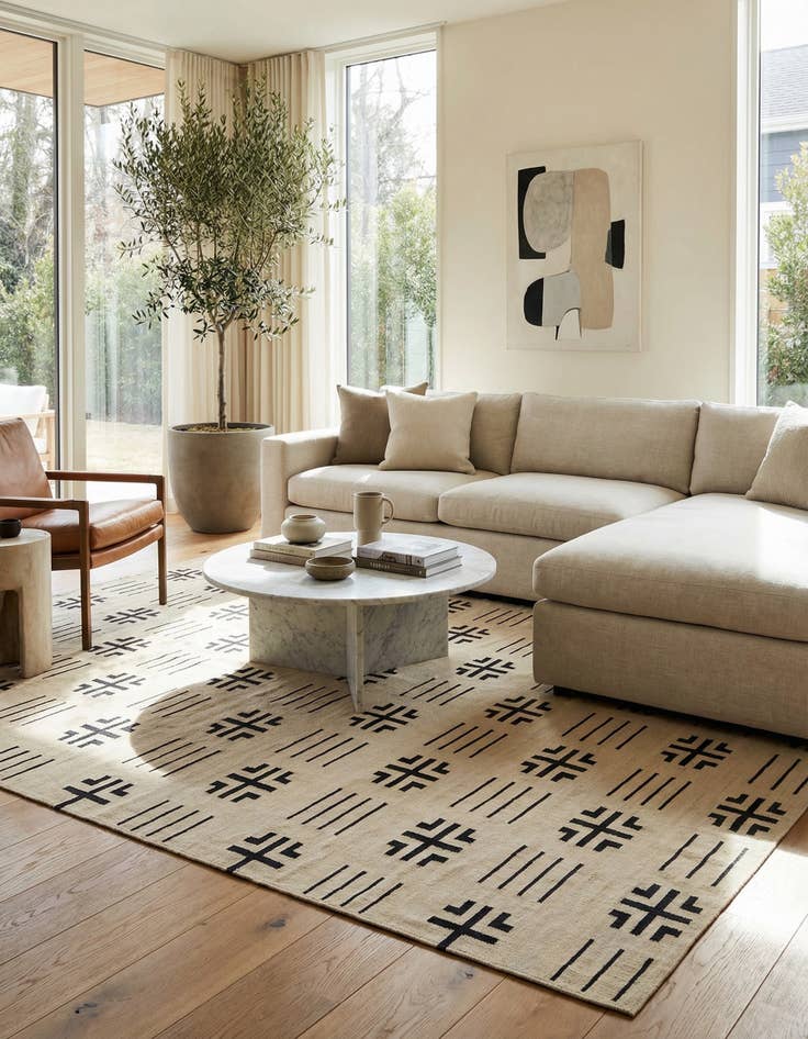 Detail image of 8' 6 x 9' 5  Hand Woven Kilim Modern Wool Rug