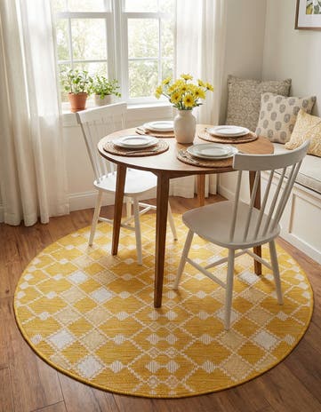 4' x 4' Easy-Clean Lattice Indoor / Outdoor Round Rug