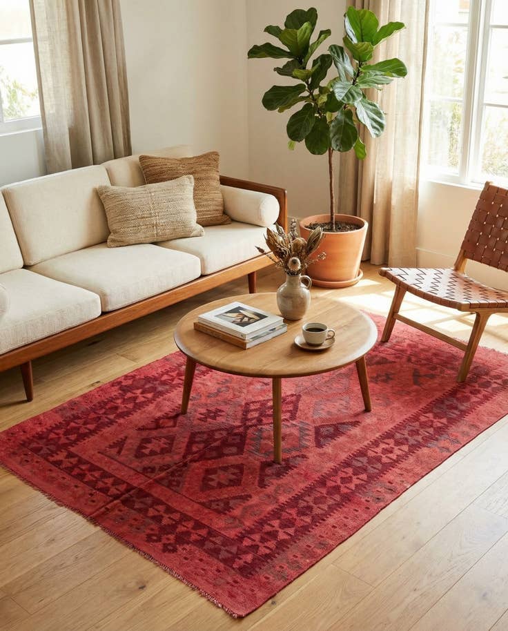 Detail image of 5' x 6' 5 Hand Woven Kilim Modern Wool Rug