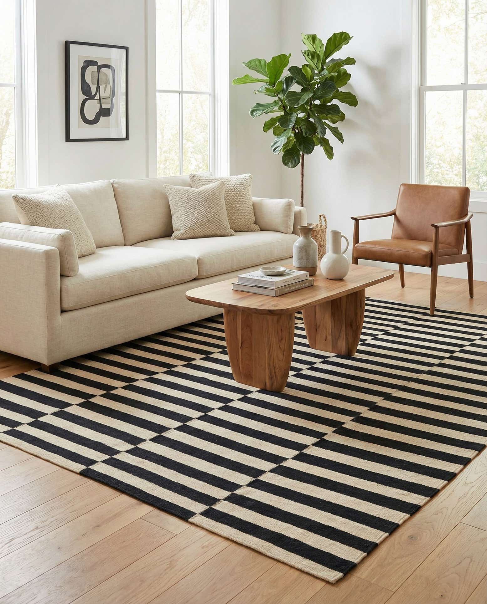 5' 2 x 6' 4 Hand Woven Kilim Modern Wool Rug