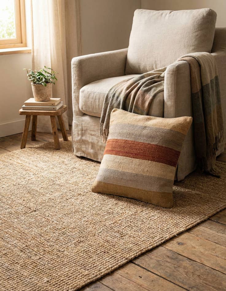 Detail image of  1' 6 x 1' 7  Hand Woven Pillow Wool Square Rug