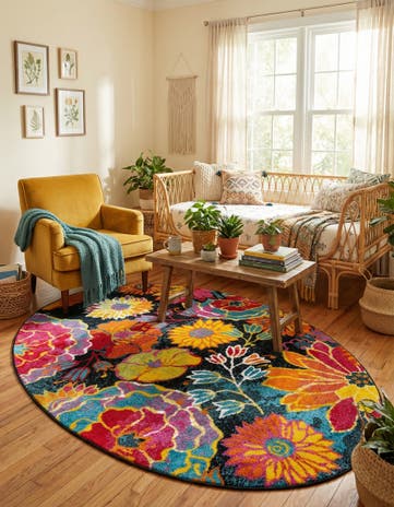 Black Tuscany Oval Rug