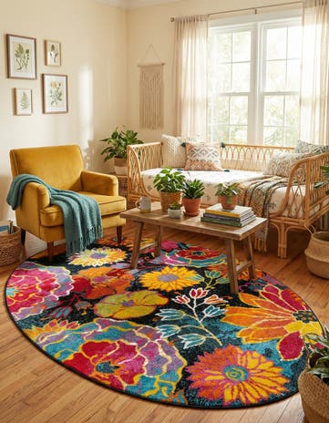 Black Tuscany Oval Rug