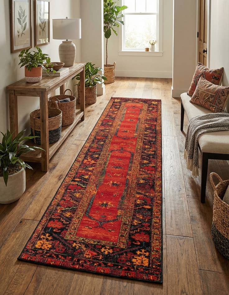 Detail image of 2' 7 x 12'  Washable Tribal Indoor / Outdoor Runner Rug