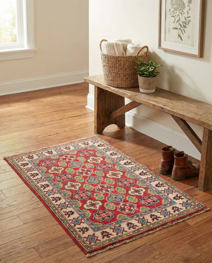 Detail image of 2' 10 x 4' Hand Knotted Kazak Rug