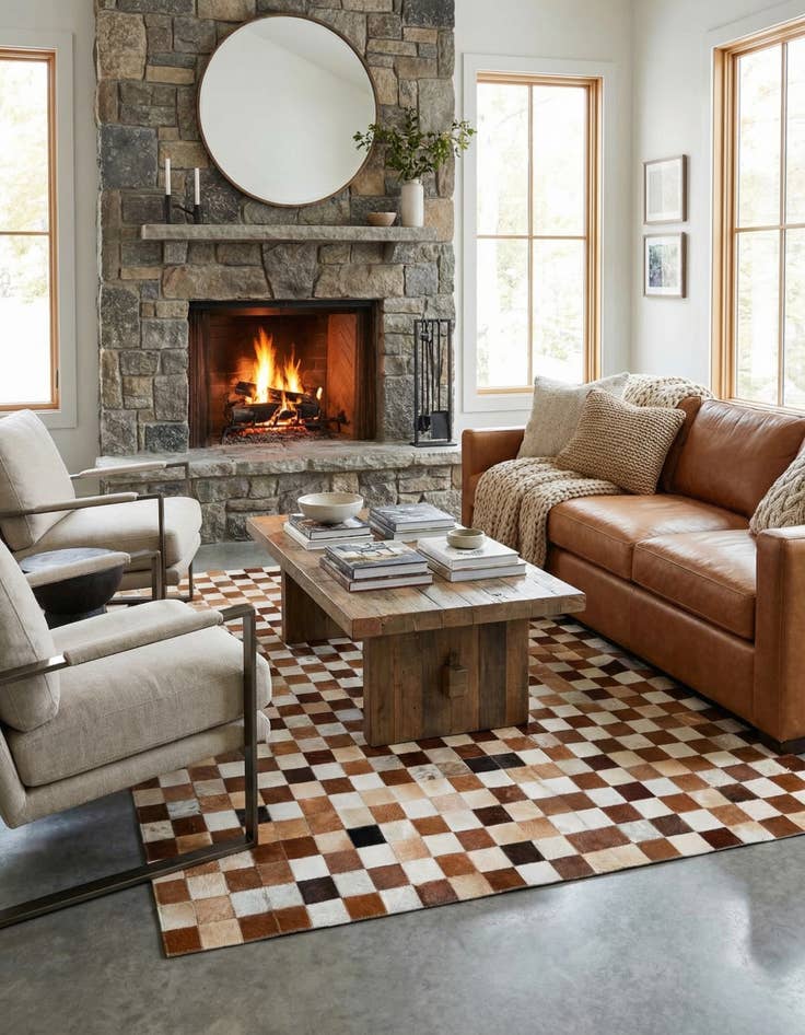 Detail image of 5' x 8' Cowhide Stocks Rug