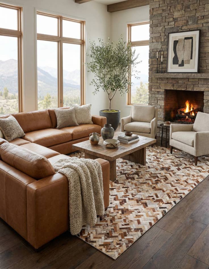 Detail image of 5' 1 x 7' 9 Cowhide Rug