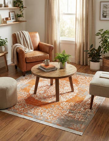 Terracotta Modern Classical Square Rug