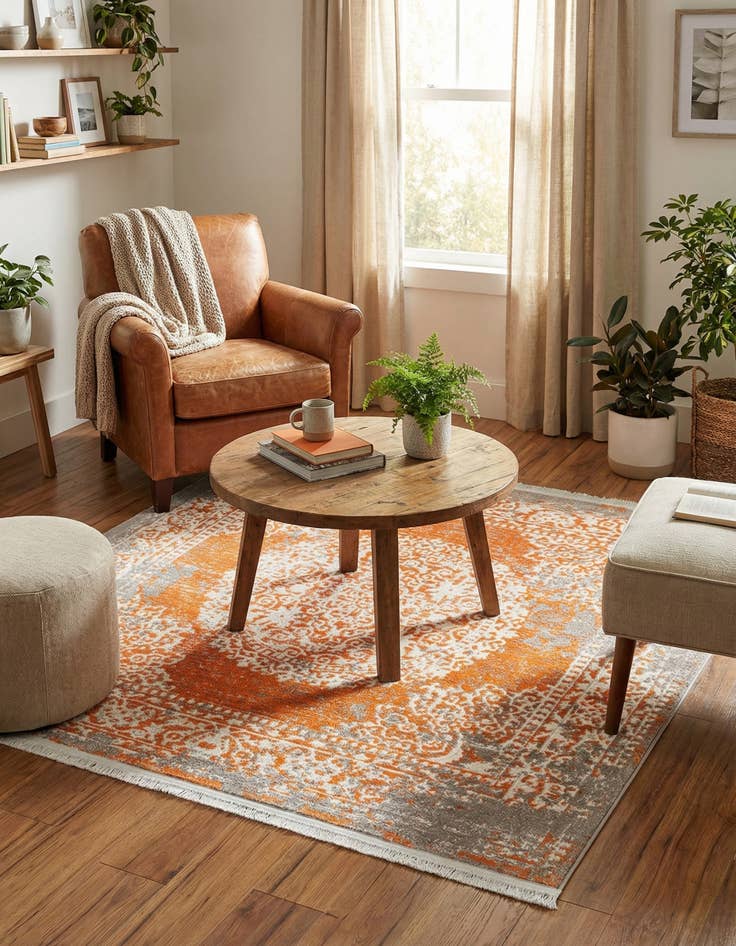 Detail image of 4' x 4' New Vintage Square Rug