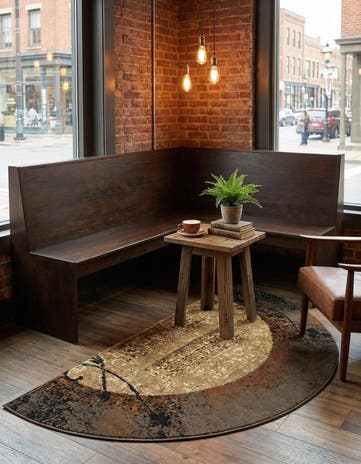 Beige Coffee Shop Hearth Rug