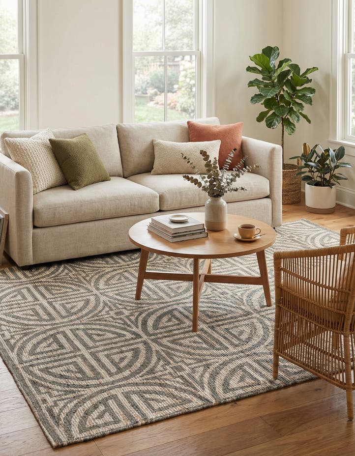 6' 1 x 9' Hand Woven Chenille Jute Rug