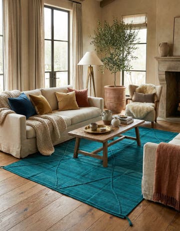 6' 6 x 10' Hand Knotted Moroccan Wool Rug