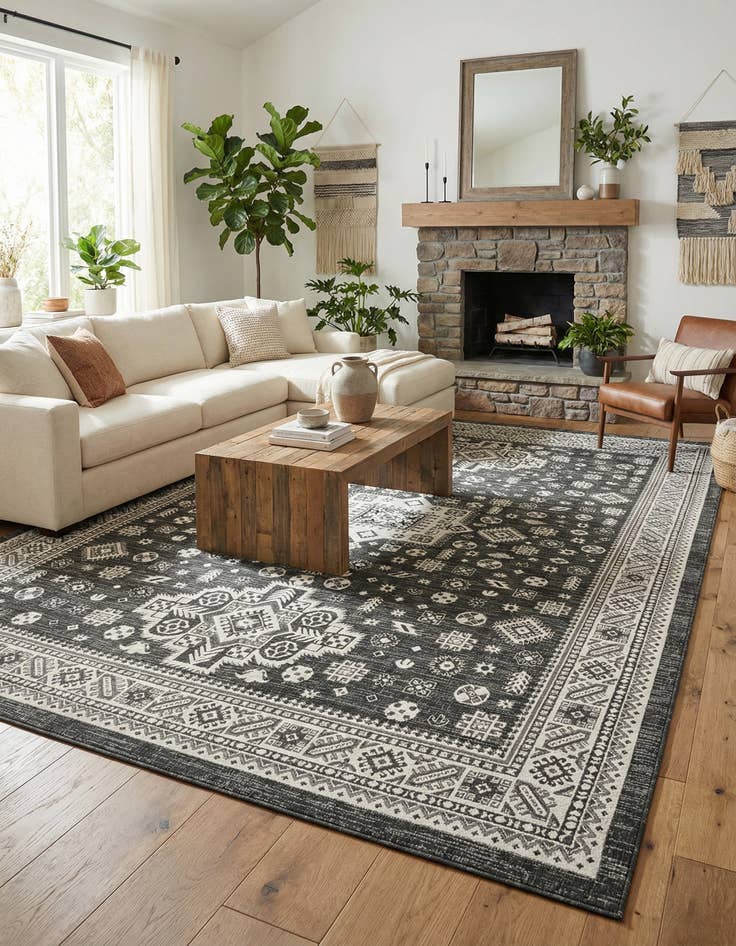 Detail image of  10' x 14'  Washable Aztec Indoor / Outdoor Rug