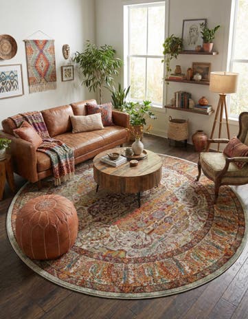 Cream Santiago Round Rug