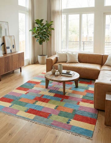 6' 6 x 9' 10 Hand Woven Kilim Modern Wool Rug