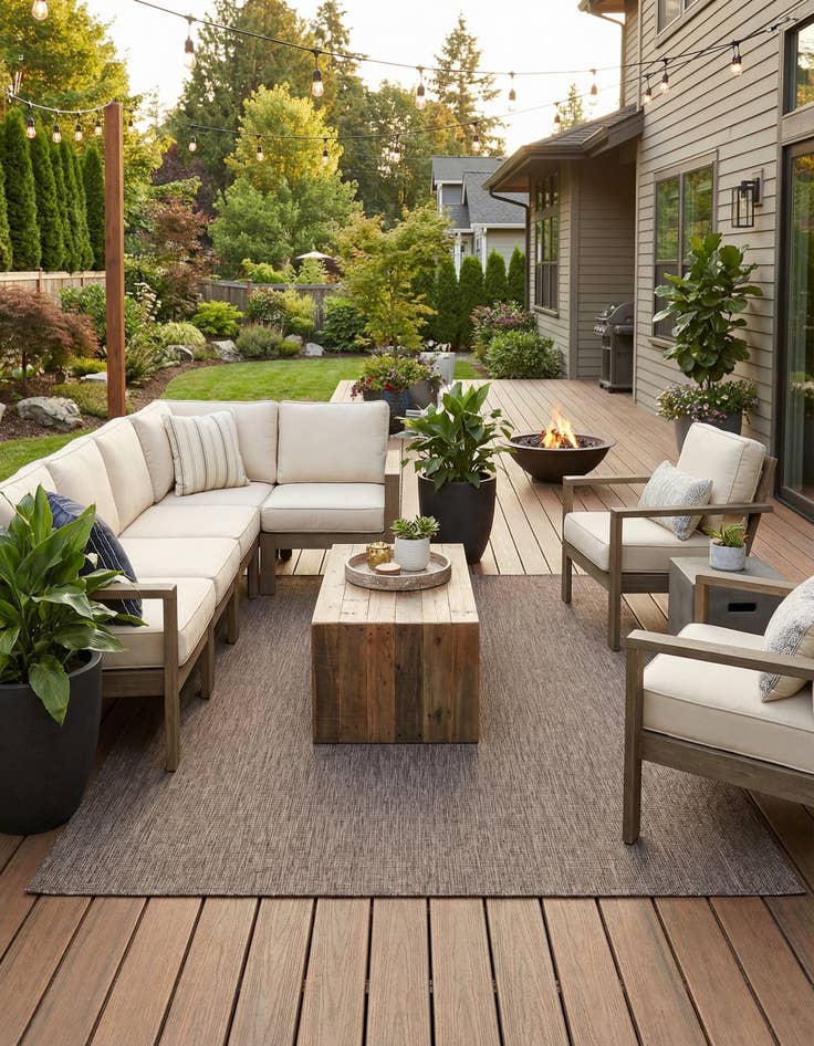 Detail image of  10' x 10'  Washable Solid Indoor / Outdoor Square Rug