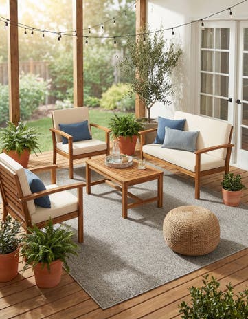 6' 1 x 9' Easy-Clean Solid Indoor / Outdoor Rug