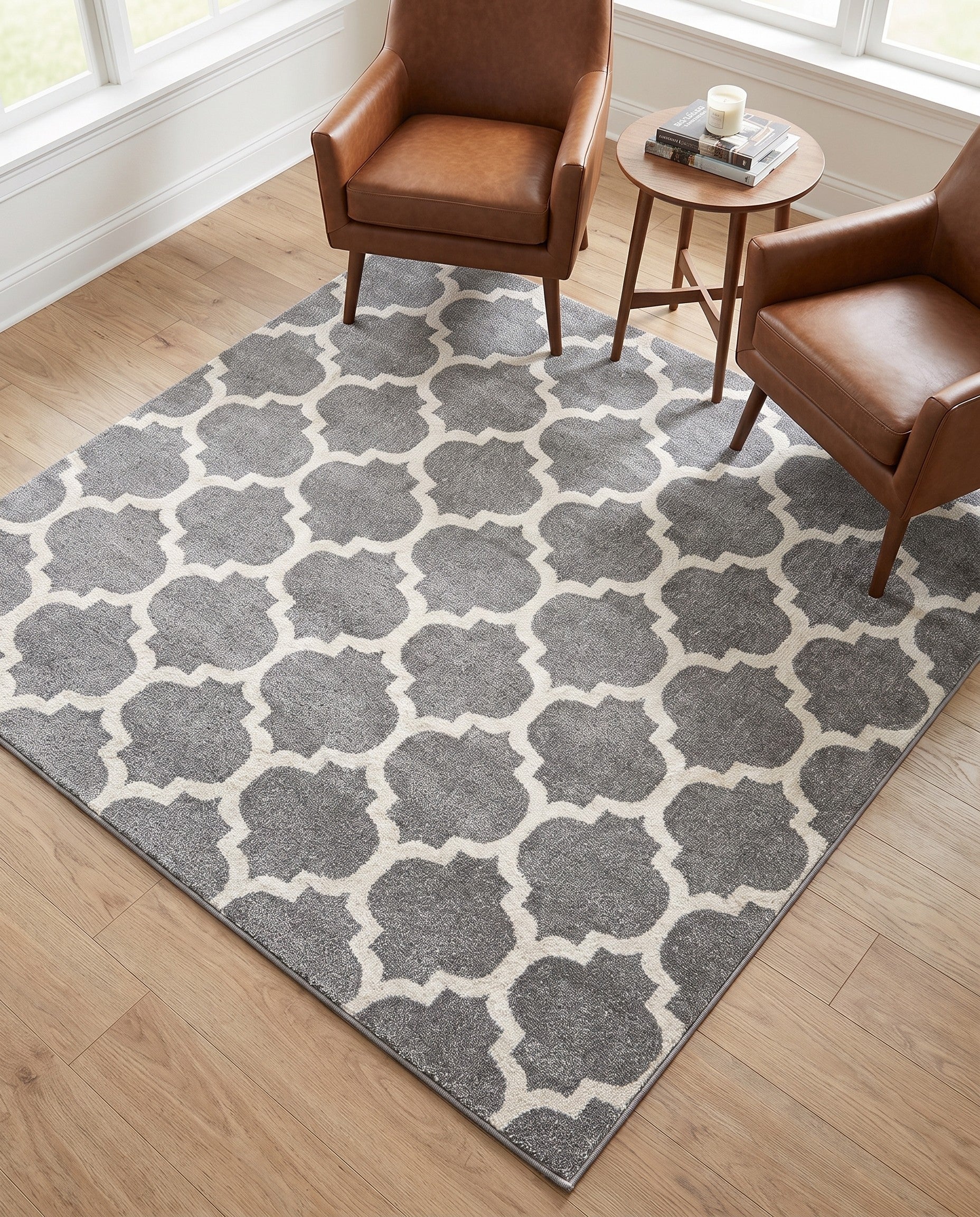 Dark Gray Trellis Square Rug