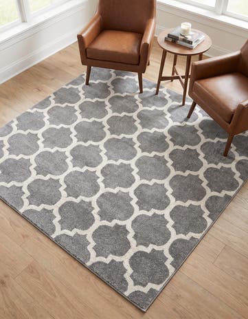 Dark Gray Trellis Square Rug