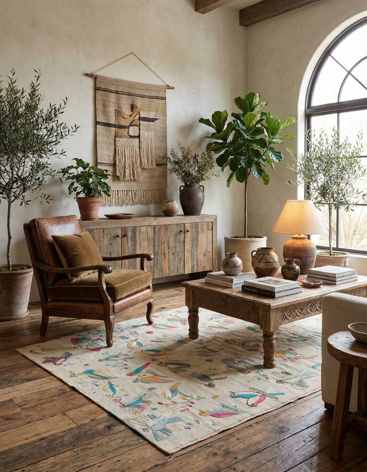 Detail image of 6' 5 x 9' 1  Hand Woven Kilim Suzani Wool Rug