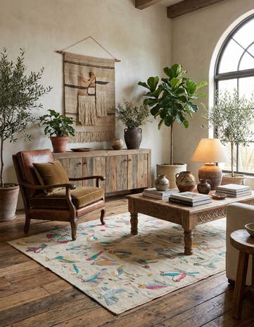 6' 5 x 9' 1 Hand Woven Kilim Suzani Wool Rug