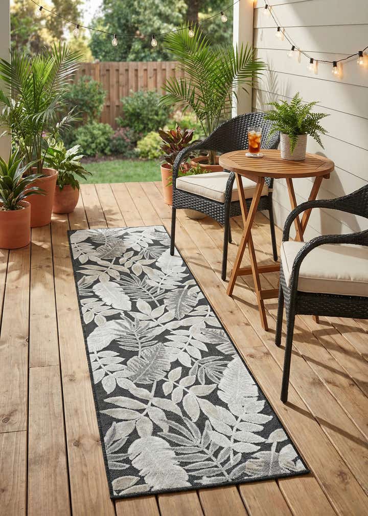 2' 2 x 8' Easy-Clean Botanical Indoor / Outdoor Runner Rug
