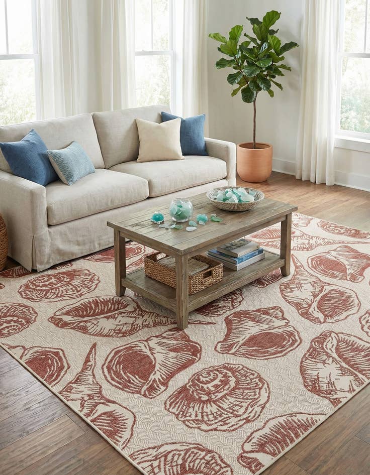 Detail image of 10' x 10'  Washable Coastal Indoor / Outdoor Square Rug