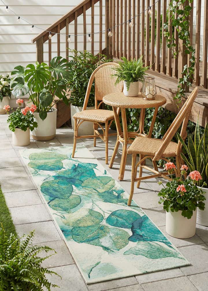 2' x 6' Easy-Clean Botanical Indoor / Outdoor Runner Rug