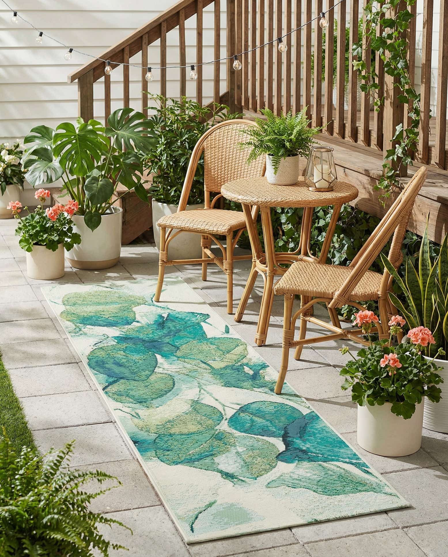 2' x 6' Easy-Clean Botanical Indoor / Outdoor Runner Rug