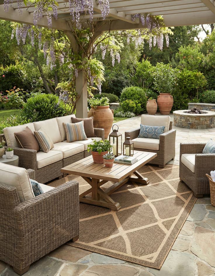 Detail image of 9' x 12' Easy-Clean Trellis Indoor / Outdoor Rug