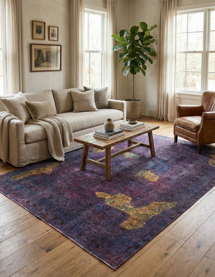 Detail image of  5' 10 x 9'  Hand Knotted Ultra Vintage Persian Wool Rug