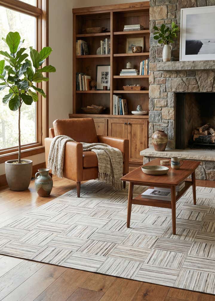 5' x 8' 3 Cowhide Stocks Rug
