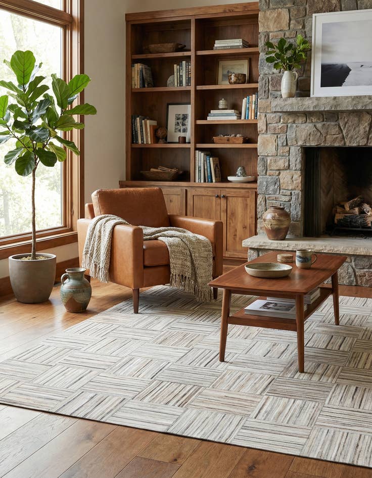 Detail image of 5' x 8' 3 Cowhide Stocks Rug