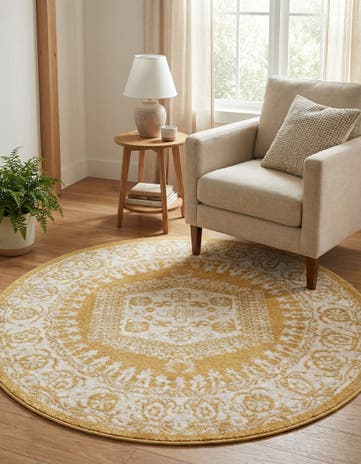 Gold Arcadia Round Rug