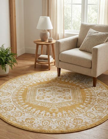 Gold Arcadia Round Rug