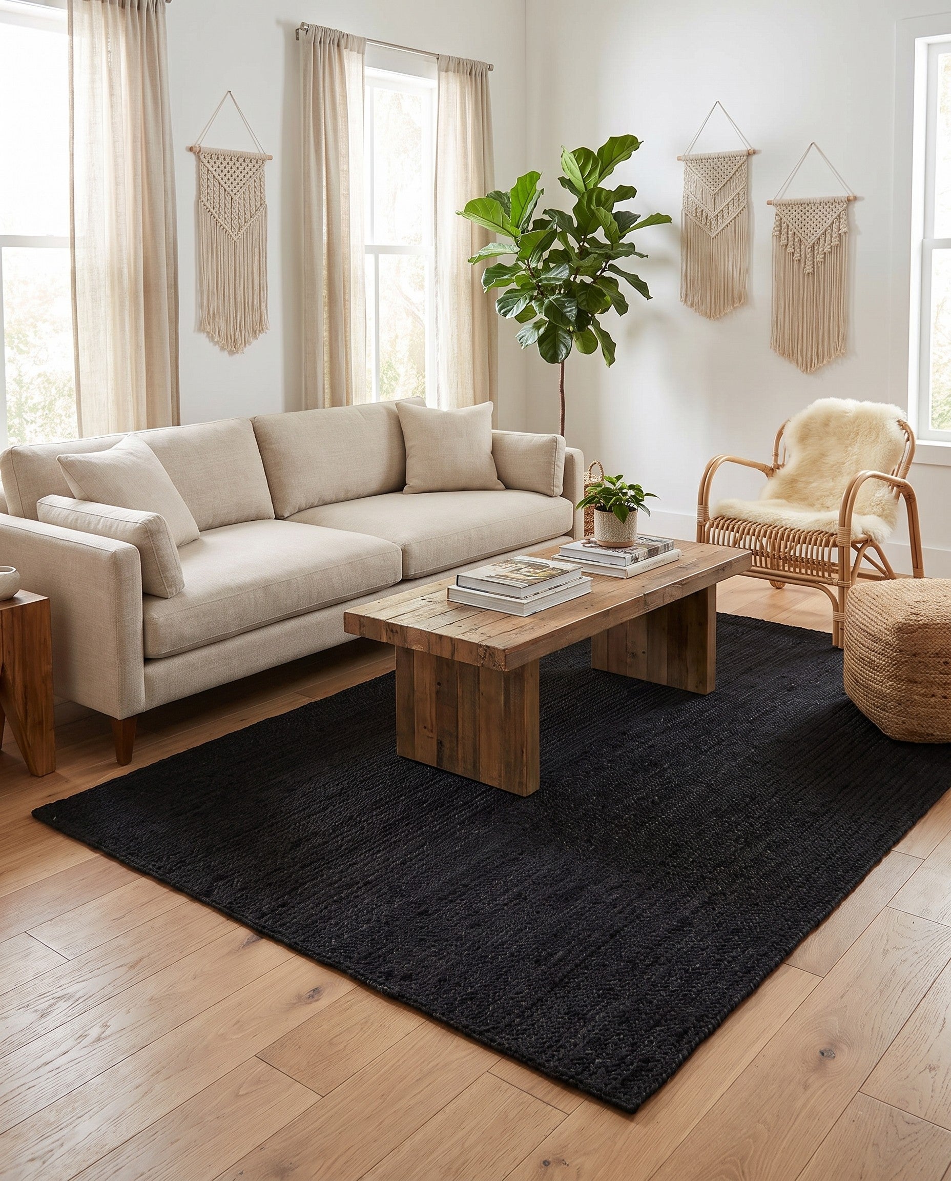 5' 3 x 8' Handmade Braided Jute Rug