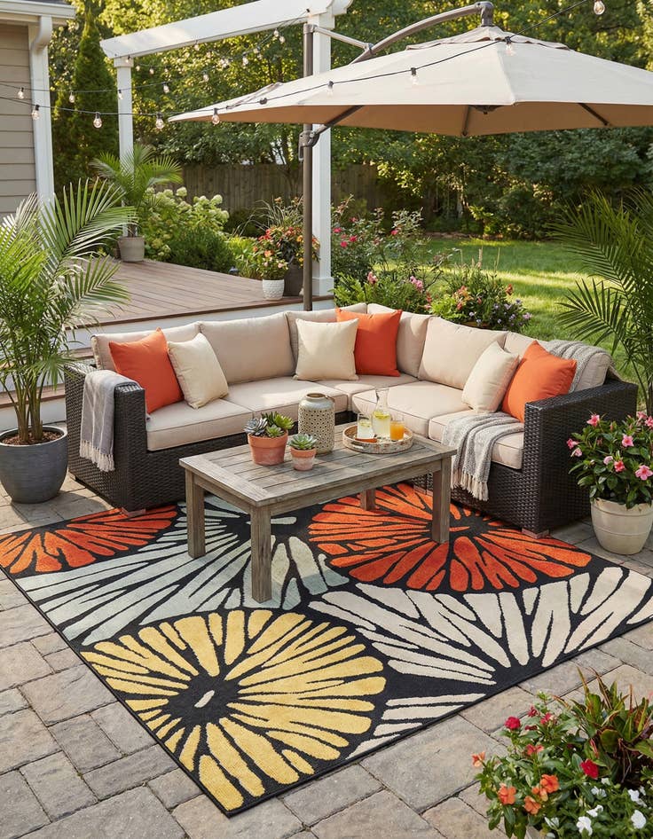Detail image of 7' 10 x 7' 10  Washable Casablanca Indoor / Outdoor Square Rug