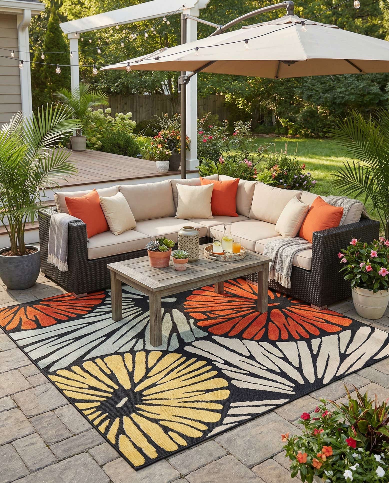 7' 10 x 7' 10 Easy-Clean Casablanca Indoor / Outdoor Square Rug
