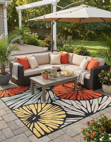Easy-Clean Casablanca Indoor / Outdoor Square Rug