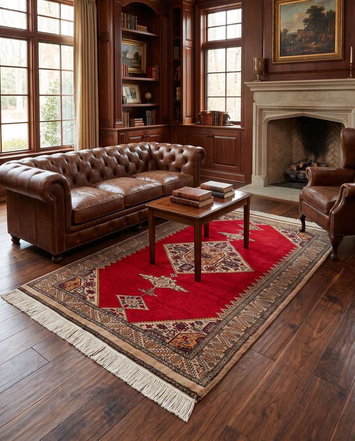 4' 3 x 6' 1 Hand Knotted Bokhara Wool Rug