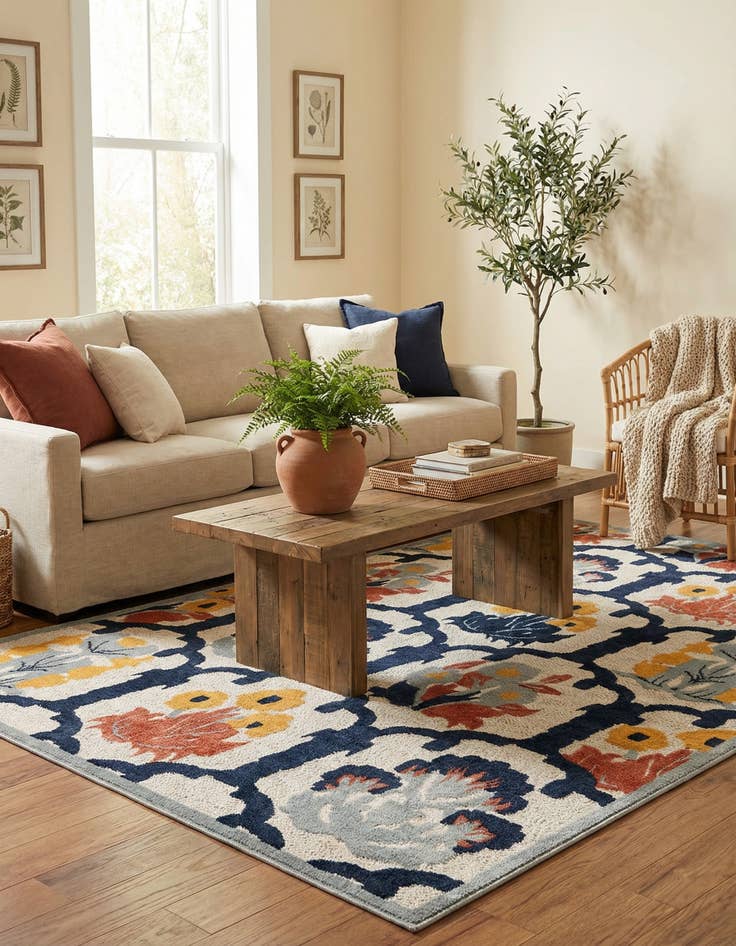 Detail image of 7' 10 x 7' 10  Washable Belize Indoor / Outdoor Square Rug