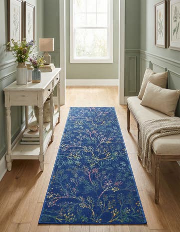 Blue Blossom Runner Rug