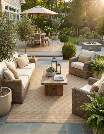 7' 1 x 10' Easy-Clean Lattice Indoor / Outdoor Rug