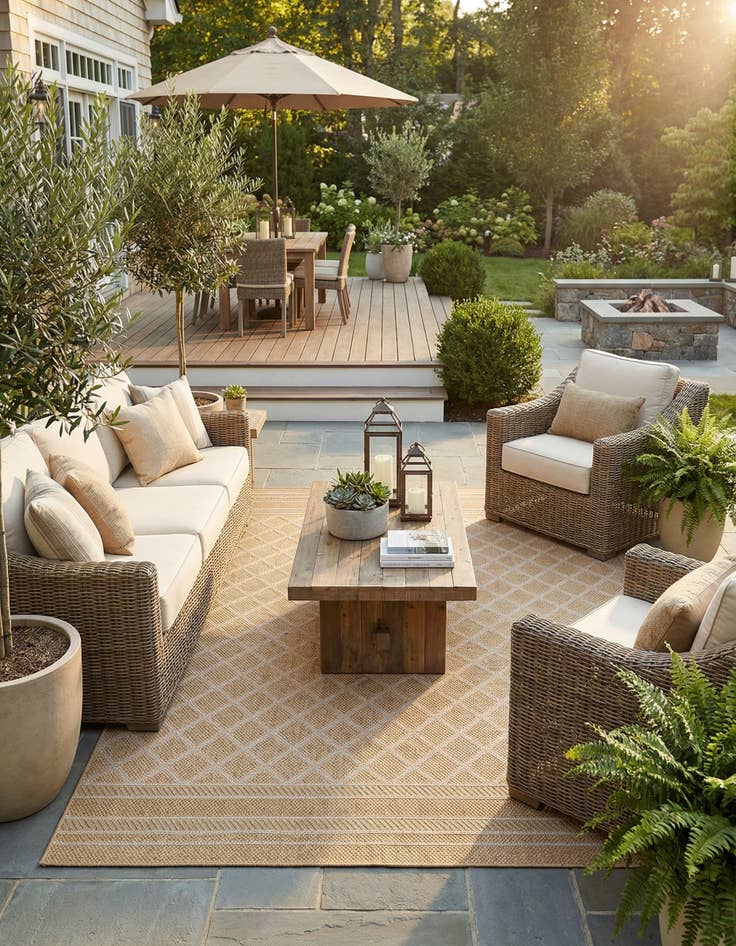 Detail image of 7' 1 x 10'  Washable Trellis Indoor / Outdoor Rug